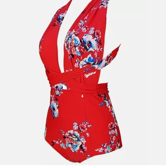 Cocoship Women Deep Cut High Waisted One Piece Swimsuit Multicolor Size XL 00014 - Picture 2 of 4